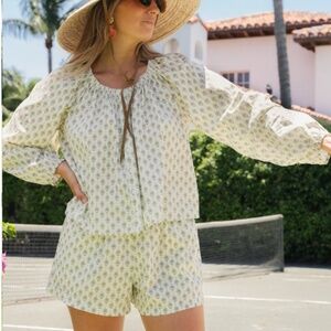 Few Moda x Ali Sisto Daniel Wilder Cotton Floral Summer Shorts Wild Daisy Size M